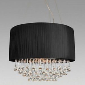 Plafonnier en cristal avec 5 lumières dans l’ombre en tissu noir