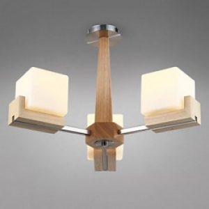 Plafonnier LED en Bois à 3 lumières cubiques