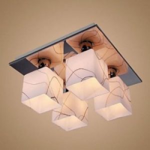 Plafonnier Scintillant à 4 lumières cubiques en Verre