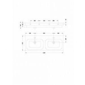 Plan vasque double mural Gala Flex 120 x 47,5 cm