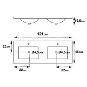 Plan vasque double Surface 46 Tegler