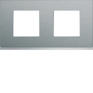 Plaque 2P H71 bright inox – APPAREILLAGE MURAL GALLERY HAGER WXP4212