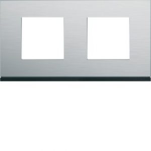 Plaque 2P H71 natural alu – APPAREILLAGE MURAL GALLERY HAGER WXP4312