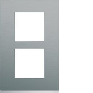 Plaque 2P V57 bright inox – APPAREILLAGE MURAL GALLERY HAGER WXP4222