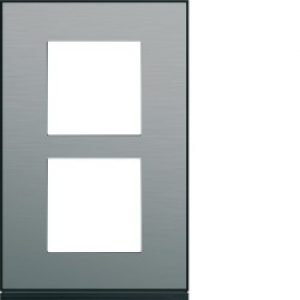 Plaque 2P V57 placage steel – APPAREILLAGE MURAL GALLERY HAGER WXP2122