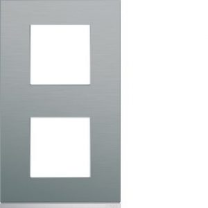 Plaque 2P V71 bright inox – APPAREILLAGE MURAL GALLERY HAGER WXP4242