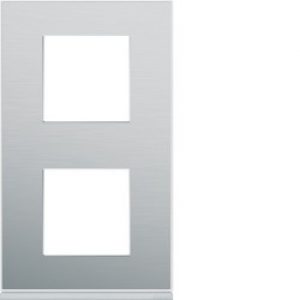 Plaque 2P V71 placage aluminiu – APPAREILLAGE MURAL GALLERY HAGER WXP2042