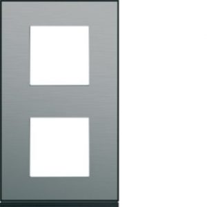 Plaque 2P V71 placage steel – APPAREILLAGE MURAL GALLERY HAGER WXP2142