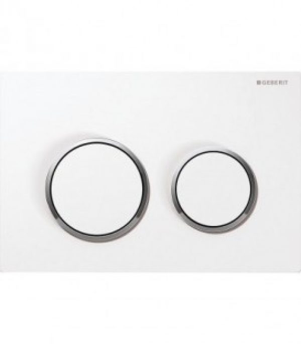 Plaque d&rsquo;actionnement Omega 20 choix 2 quantites-blanc brillant chromé/blanc