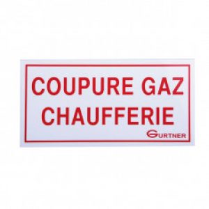 Plaque signalétique « Coupure gaz chaufferie » – 200×100 mm