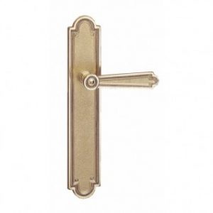 Poignée de porte sur plaque – laiton patiné – Louis XVI