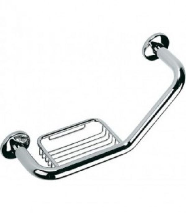 Poignee baignoire avec corbeille à savon metallique encastrable