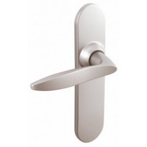 Poignées de porte sur petites plaques – ton chromé velours – Twist