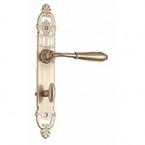 Poignées de porte sur plaques – laiton patiné – Mansart