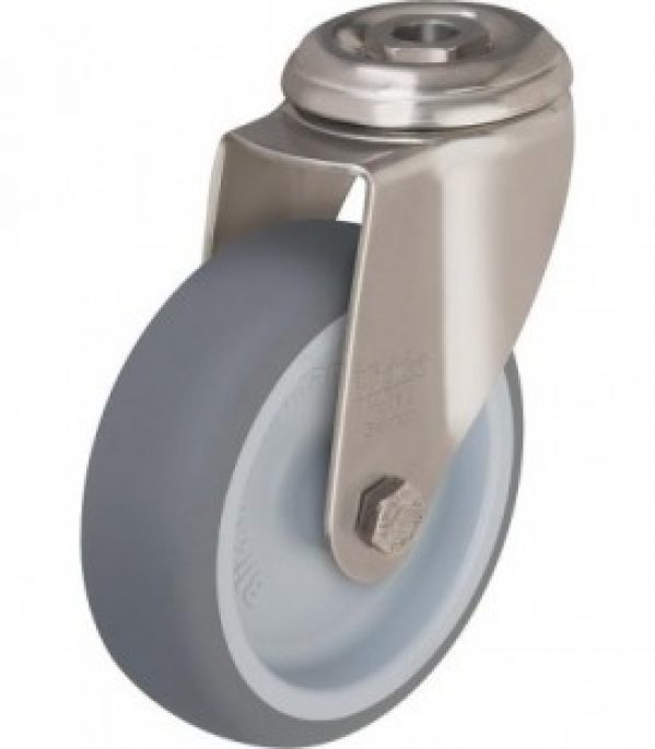 Poli revet. caoutchouc/inox LKRXA-TPA 80G capacite de charge 100kg roulette D80mm