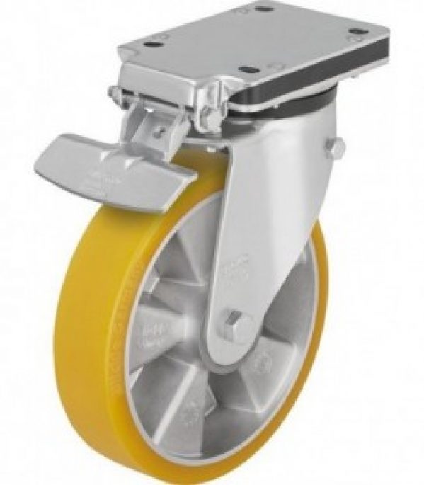 Polie charge lourde + arretoir LK-ALTH 160K-IS,capacite charge 550kg,roulette D160mm, 140×110