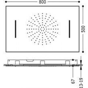 Pomme de plafond Cascade 2 positions TRES 50×80