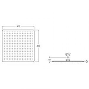 Pomme haute 40x40cm carrée Raindream Roca