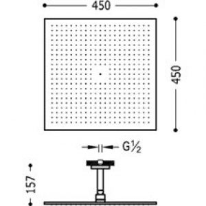 Pomme haute de douche 45×45 avec bras de…