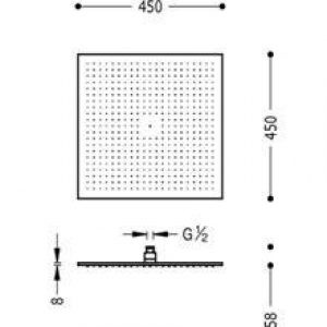 Pomme haute de douche carrée 45×45 TRES