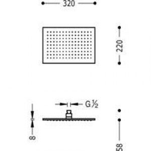 Pomme haute de douche rectangulaire TRES