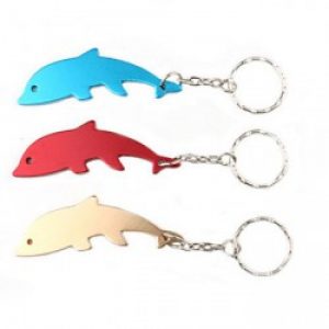 Porte-clés avec ouvre-bouteille sous forme de dauphin en aluminium