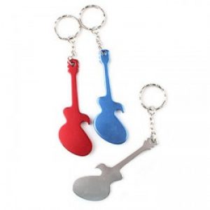Porte-clés avec ouvre-bouteille sous forme de guitare en aluminium