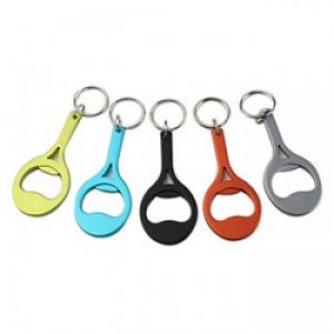 Porte-clés avec ouvre-bouteille sous forme de raquette en aluminium