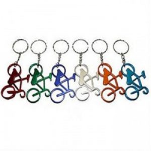 Porte-clés avec ouvre-bouteille sous forme de vélo en aluminium