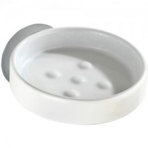 Porte savon – support mural – Capri – acier et céramique – Vacuum-Loc