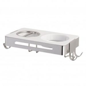 Porte sèche cheveux et fer à lisser – Mural – Acier inox – Premium