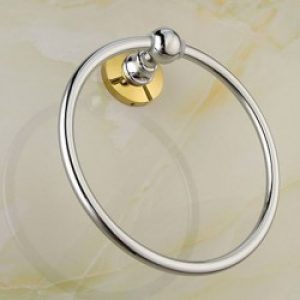 Porte-serviette traditionnel sous forme d’anneau en laiton chromé et fixation murale