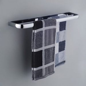 Porte-serviettes contemporain en laiton chromé 57 x 10.5 x 3 cm