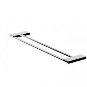 Porte-serviettes contemporain en laiton chromé à double barres