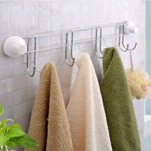 Porte-serviettes à crochets et à fixation en ventouses puissantes ( 60 cm )