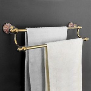 Porte-serviettes à deux barres en laiton antique et finition en ti-pvd