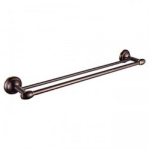 Porte-serviettes à double barres classique en bronze huilé ( 64 cm )