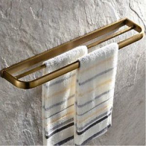 Porte-serviettes à double barres de type antique en laiton