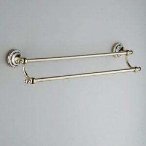 Porte-serviettes à double barres en laiton avec finition or et ti-pvd ( 63.5 cm )