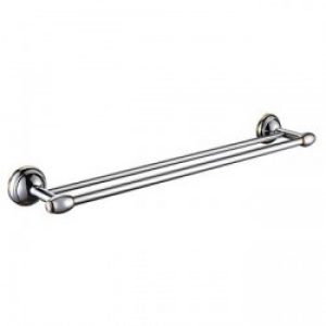 Porte-serviettes à double barres en laiton chromé de style contemporain ( 64 cm )