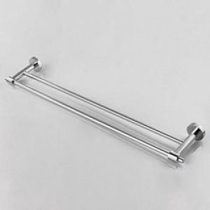 Porte-serviettes à double barres en laiton chromé massif de style moderne ( longueur 60 cm )