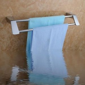 Porte-serviettes à double barres en laiton massif chromé de style moderne ( 60 cm )