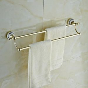 Porte-serviettes à double barres en ti-pvd et céramique