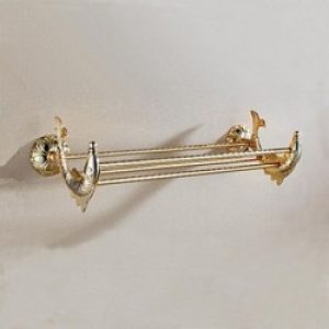 Porte-serviettes à double essuies avec motif de dauphins en laiton et ti-pvd