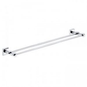 Porte-serviettes double et moderne en laiton argenté