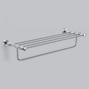 Porte-serviettes et grille étagère en laiton argenté de style contemporain ( 63 cm )