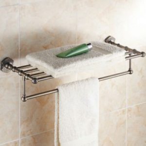 Porte-serviettes et étagère de style antique et finition en bronze huilé ( 60 cm )