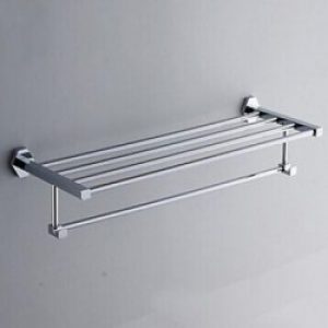 Porte-serviettes et étagère en laiton massif chromé pour salles de bain ( 63 cm )