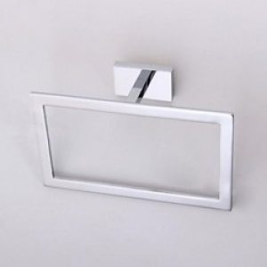 Porte-serviettes mural en anneau de style contemporain en laiton chromé