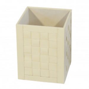 Poubelle cuir crème Intrecci